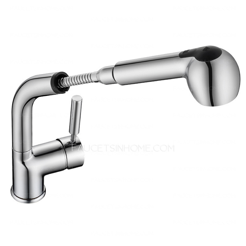 High End Copper Pullout Spray Rotatable Kitchen Sink Faucet