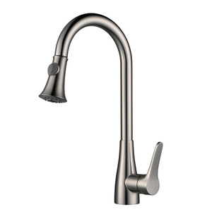 High End Brushed Nickel Pullout Rotatable Kitchen Faucet