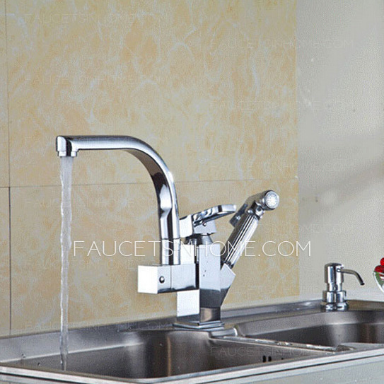 High End Copper Rotatable Kitchen Faucet With Pullout Spray Gun
