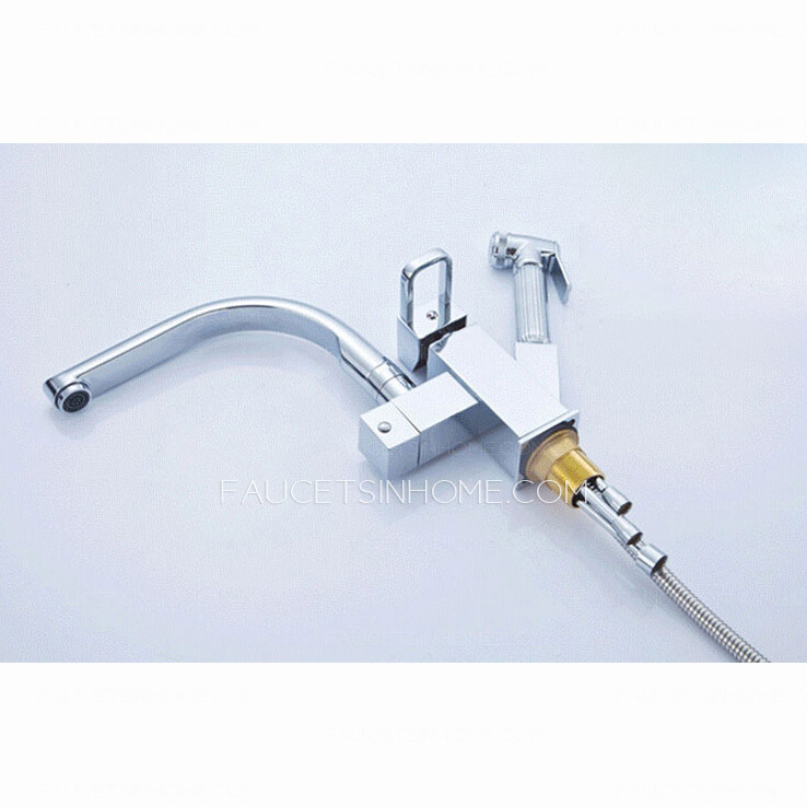 High End Copper Rotatable Kitchen Faucet With Pullout Spray Gun