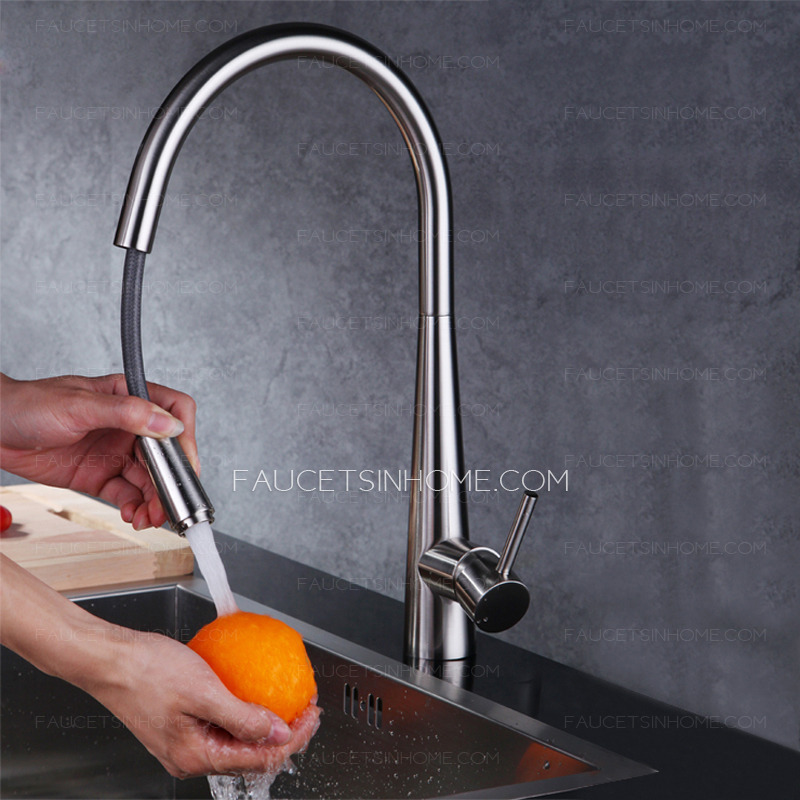Top Pullout Spray Brushed Professional Kitchen Faucet 