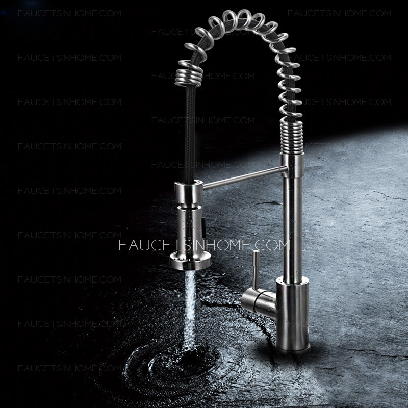 Commercial Style Stainless Steel Kitchen Faucets With Sprayer 