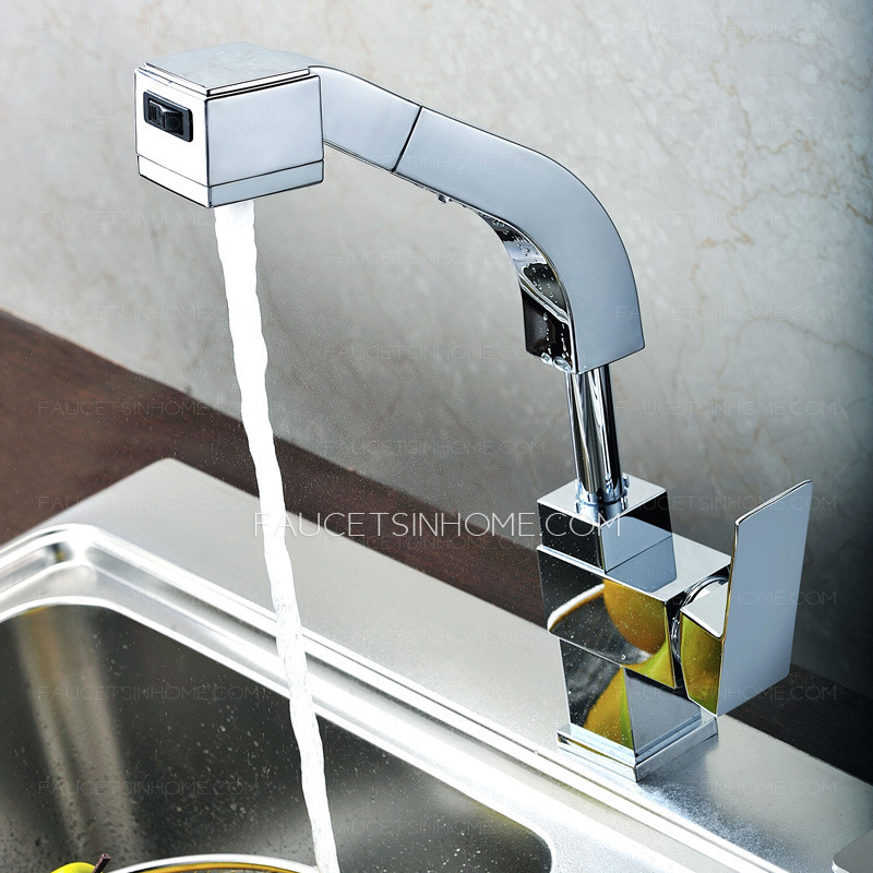 High End Square Shaped Pullout Rotatable Kitchen Faucet