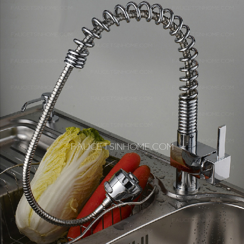 Modern Pullout Spray Spring Pipe Kitchen Sink Faucet