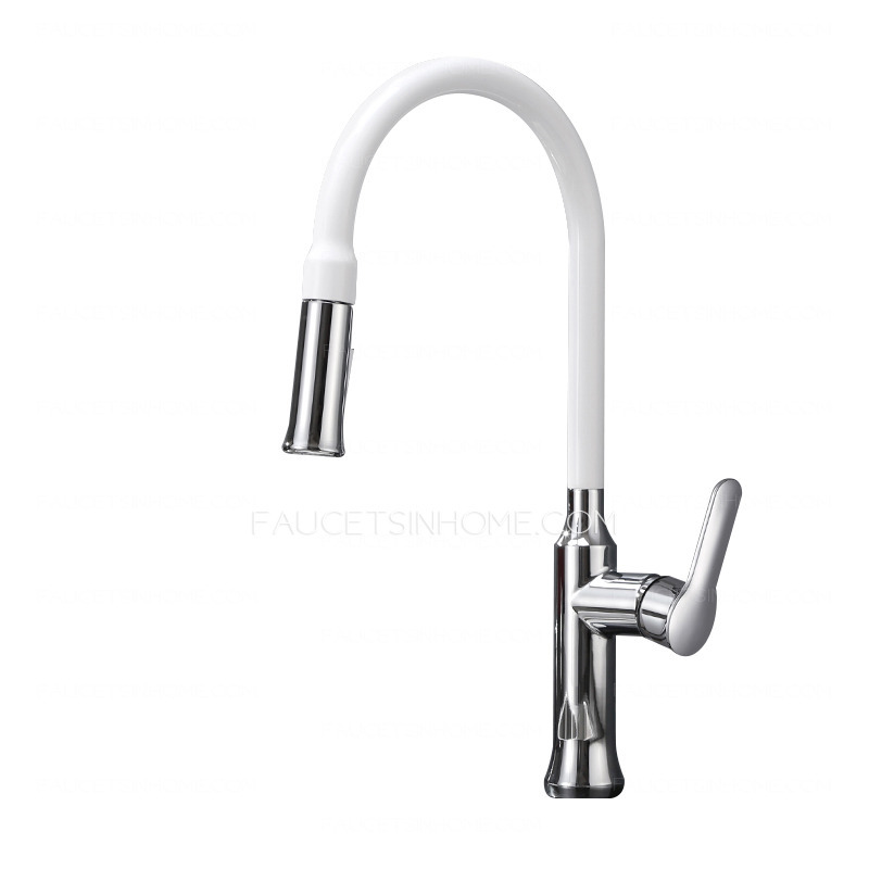 Professional Pullout White Painting Convenient Kitchen Faucet