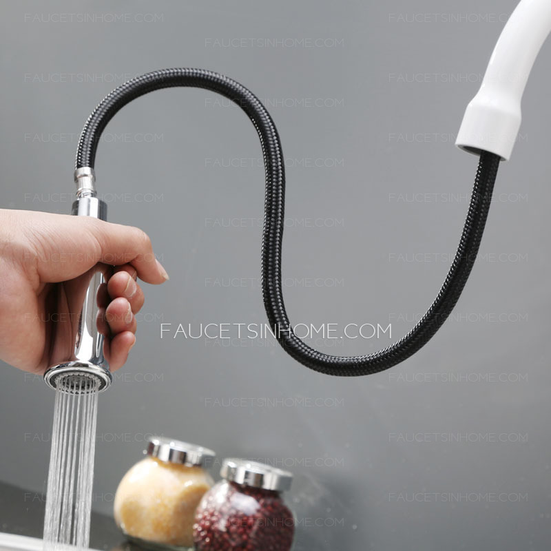 Professional Pullout White Painting Convenient Kitchen Faucet