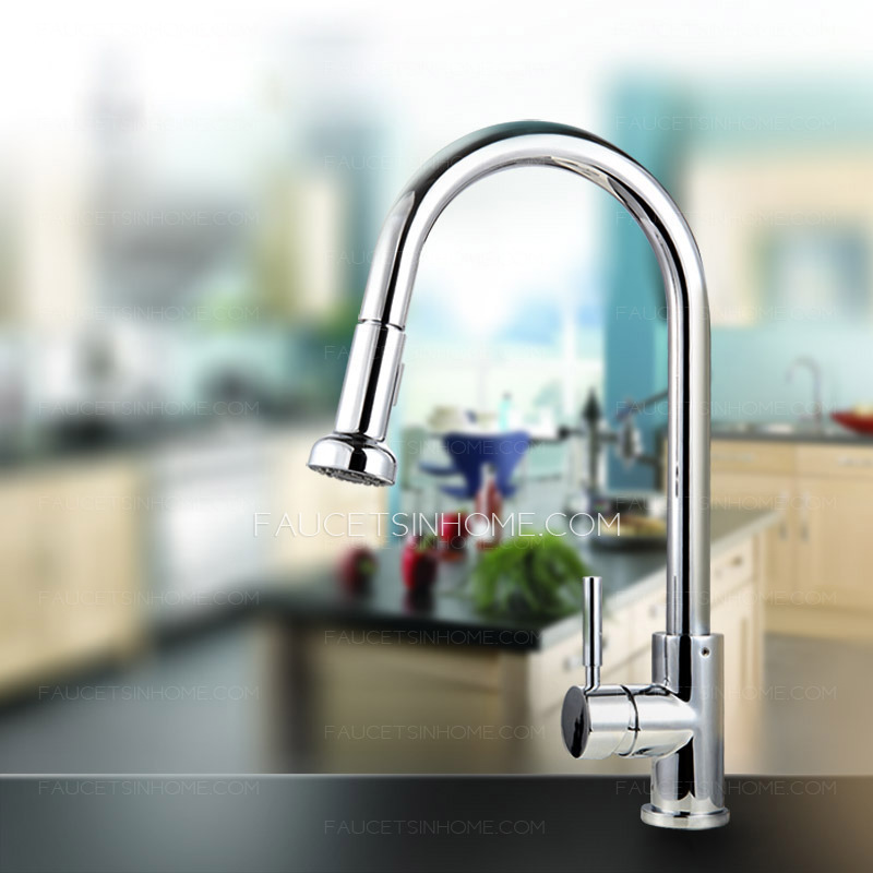 Professional Chrome Copper Rotatable Pullout Kitchen Faucet