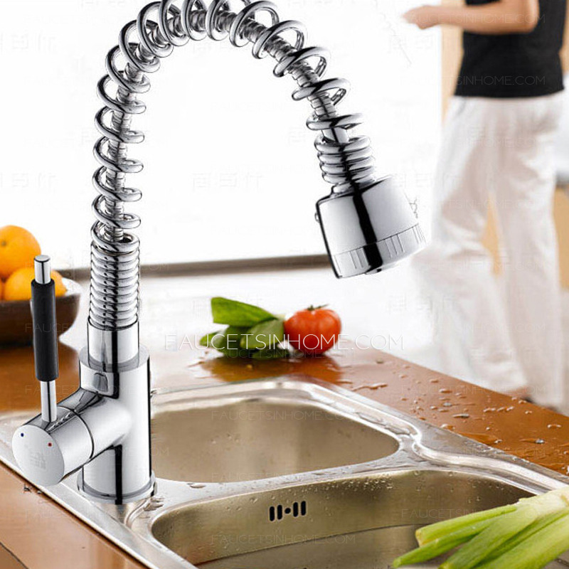 Modern Pullout Brass Stick Handle Kitchen Faucet