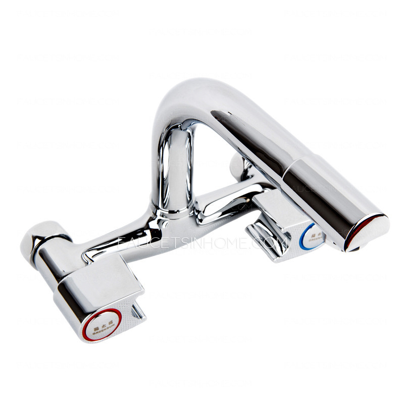 Designed Two Hole Wall Mount Rotatable Handles Kitchen Faucet