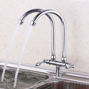 Vintage Rotatable Double Faucet Bridge Kitchen Faucet