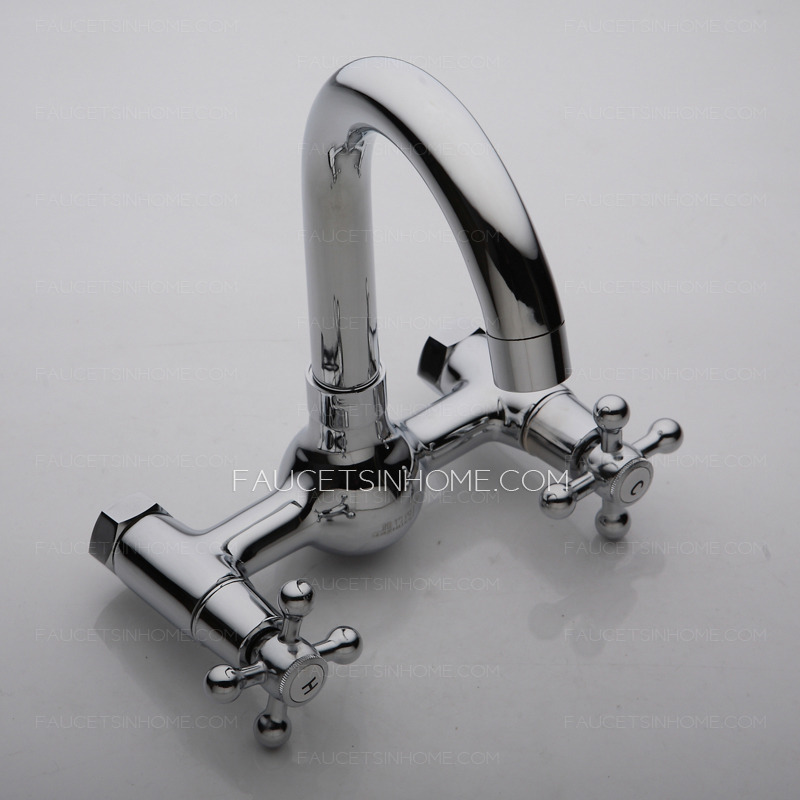 Cheap High Arc Vintage Cross Handle Rotatable Kitchen Faucet