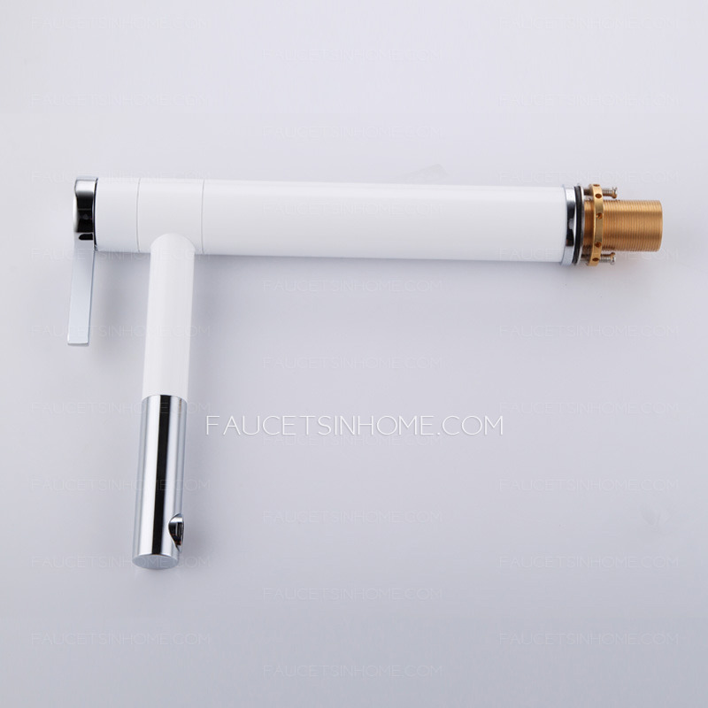 Simple White Painting Copper Bathroom Sink Faucet Rotatable