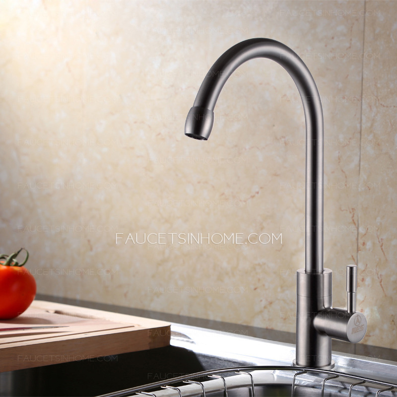 Fashion Polished Nickel Bend Single Handle Kitchen Sink Faucet