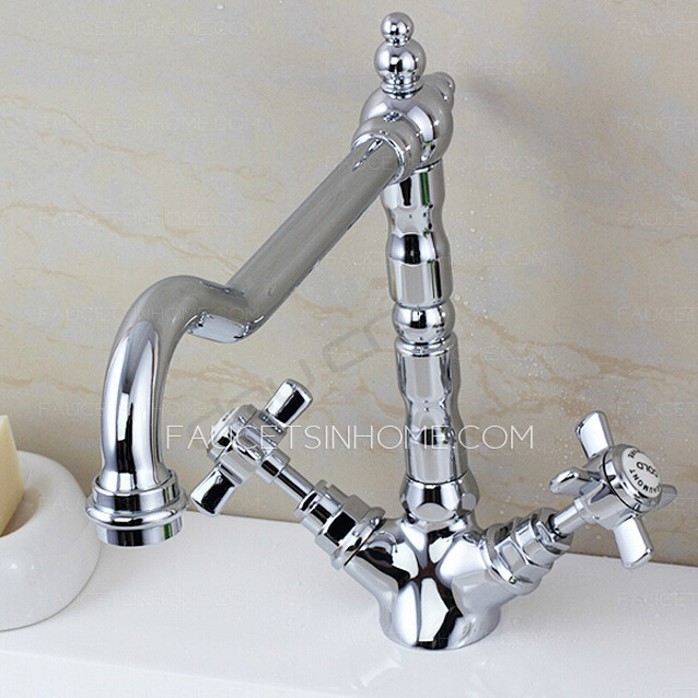 Vintage Lengthen Pipe Two Cross Handle Kitchen Faucet