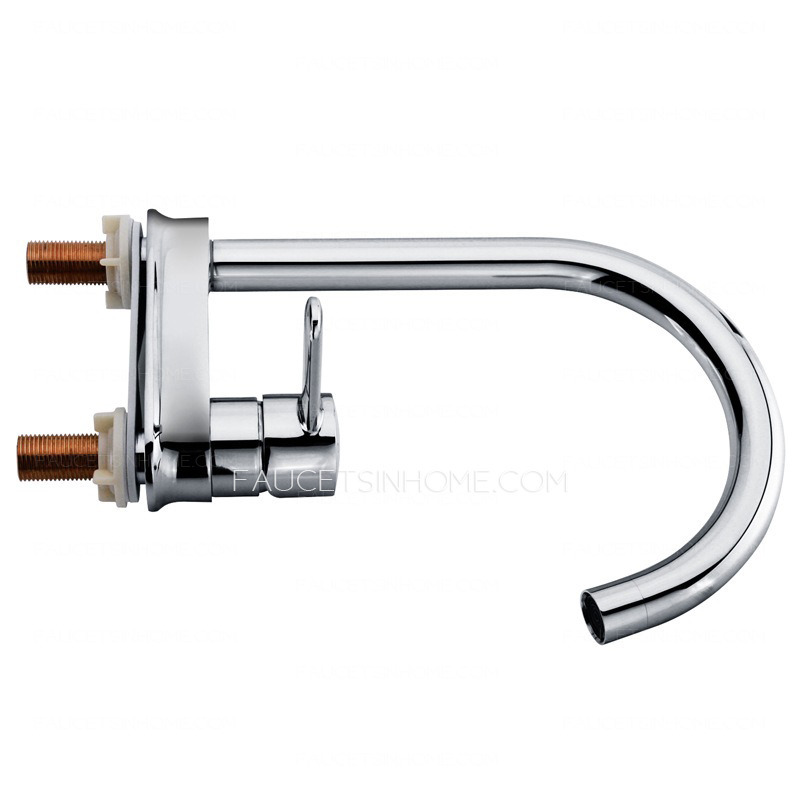 Simple Chrome Copper Rotatable Two Holes Kitchen Faucet With Separate Handle