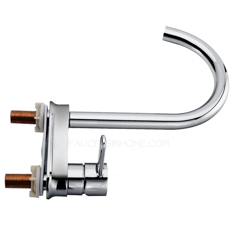 Simple Chrome Copper Rotatable Two Holes Kitchen Faucet With Separate Handle