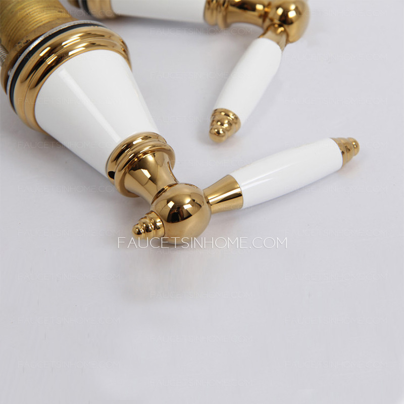 High End White Painting Split Three Hole Bathroom Faucet