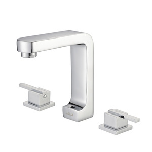 Contemporary Three Split Hole Square Shaped Pullout Bathroom Faucet