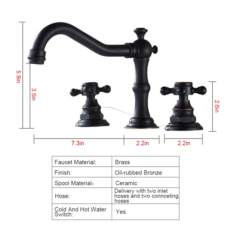 Antique Oil Rubbed Bronze Black Bathroom Sink Faucet