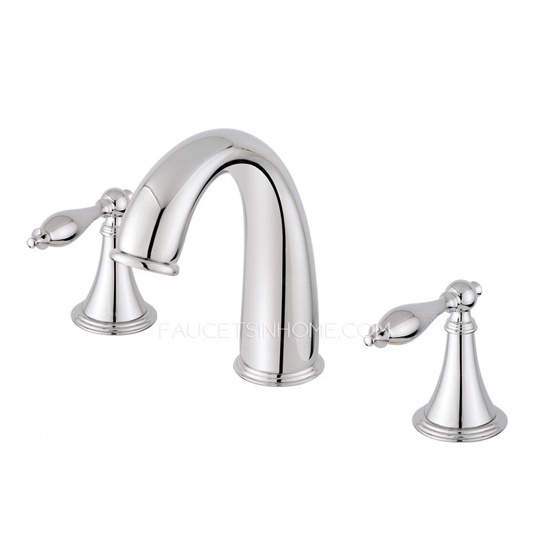 High End Silver Three Holes Wide Spread Bathroom Faucet