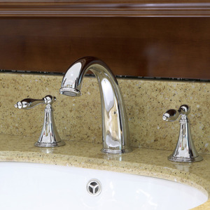 High End Silver Three Holes Wide Spread Bathroom Faucet