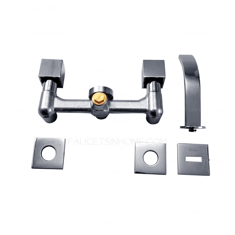 Modern Three Hole Wall Mount Waterfall Bathroom Sink Faucet