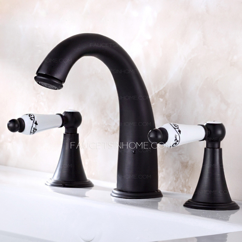 Black Oil Rubbed Bronze Three Hole Bathroom Faucet Antique Black Oil Rubbed Bronze Three Hole Bathroom Faucet