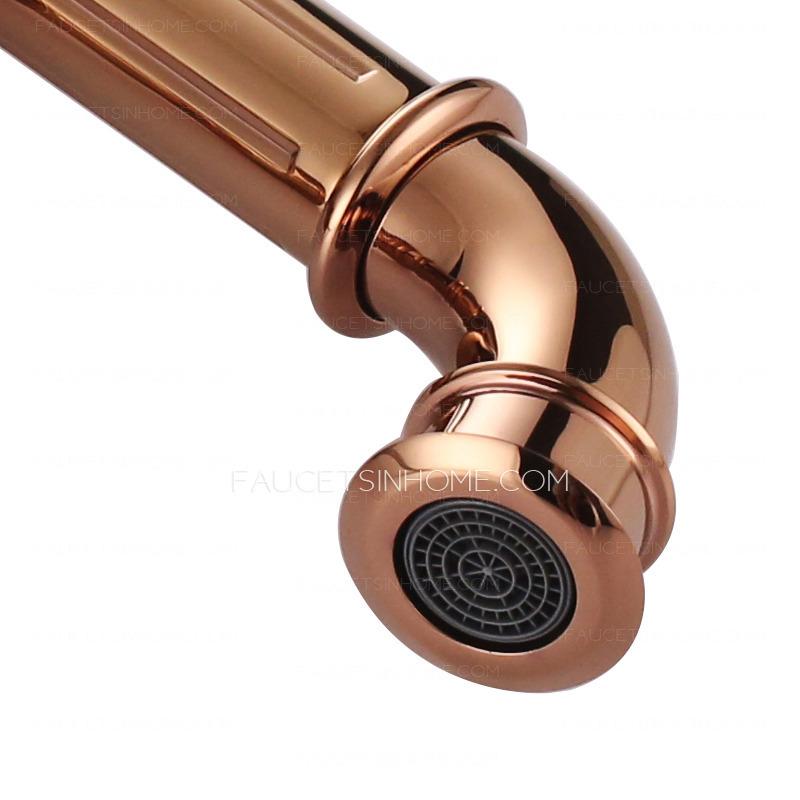 High End Rose Gold Three Hole Bathroom Sink Faucet