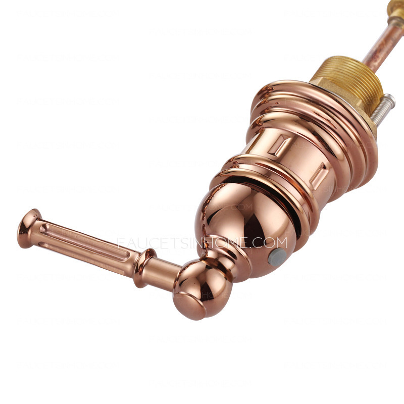 High End Rose Gold Three Hole Bathroom Sink Faucet