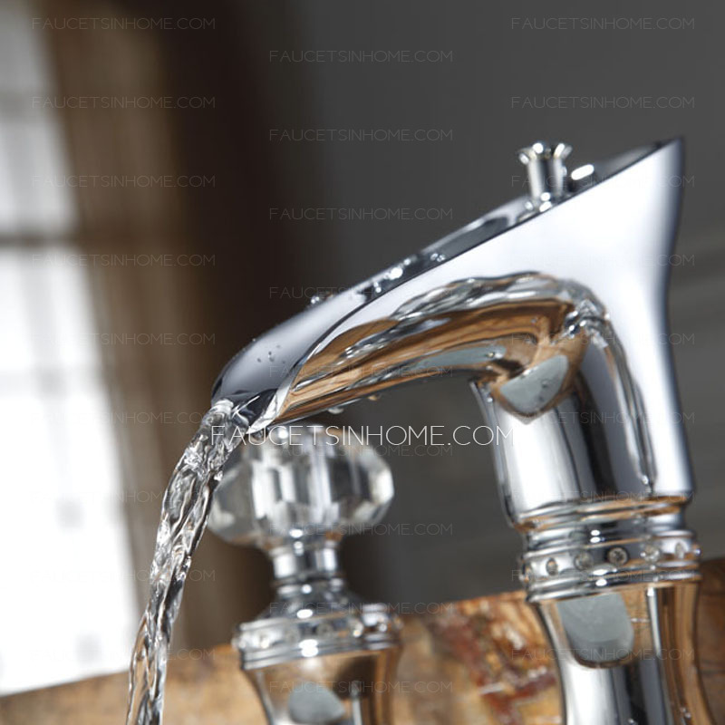 Luxury Crystal Handle Three Hole Waterfall Bathroom Faucet