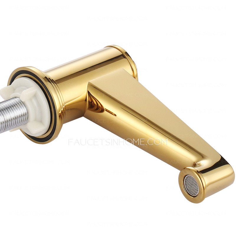 Luxury Polished Brass Three Hole Gold Bathroom Sink Faucet