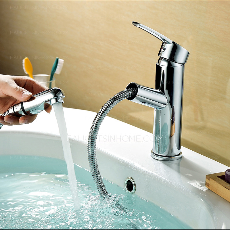 Good Pullout One Hole Center Set Bathroom Sink Faucet