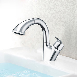 Modern Pullout Lead Free Bathroom Faucet Single Handle