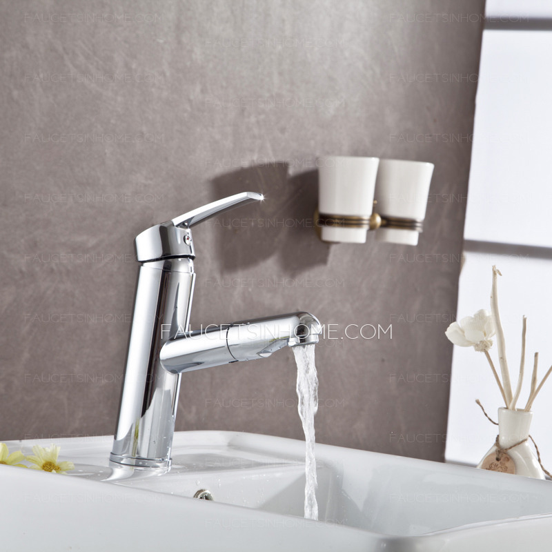 Discount Pullout Spray Copper Chrome Bathroom Sink Faucet