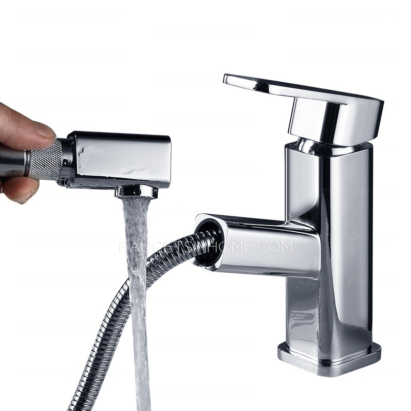 Contemporary Pullout Sink Faucet Bathroom Of Single Handle
