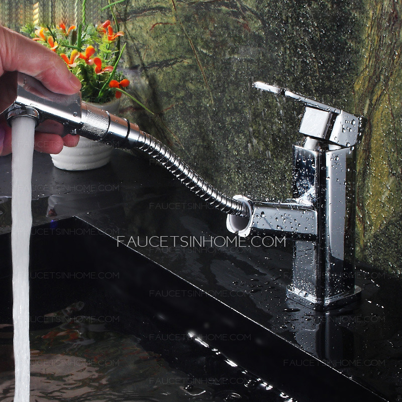 Contemporary Pullout Sink Faucet Bathroom Of Single Handle