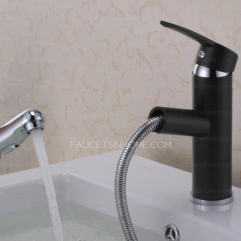 Cheap Black Bathroom Sink Faucet Of Pullout And Single Handle