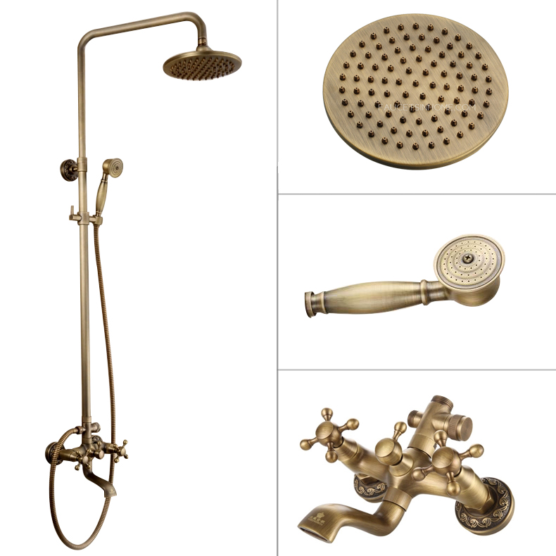 Vintage Copper Top And Hand Bathroom Shower Faucet System