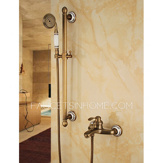 Vintage Brushed Copper Shower Faucet With Faucet Pipe