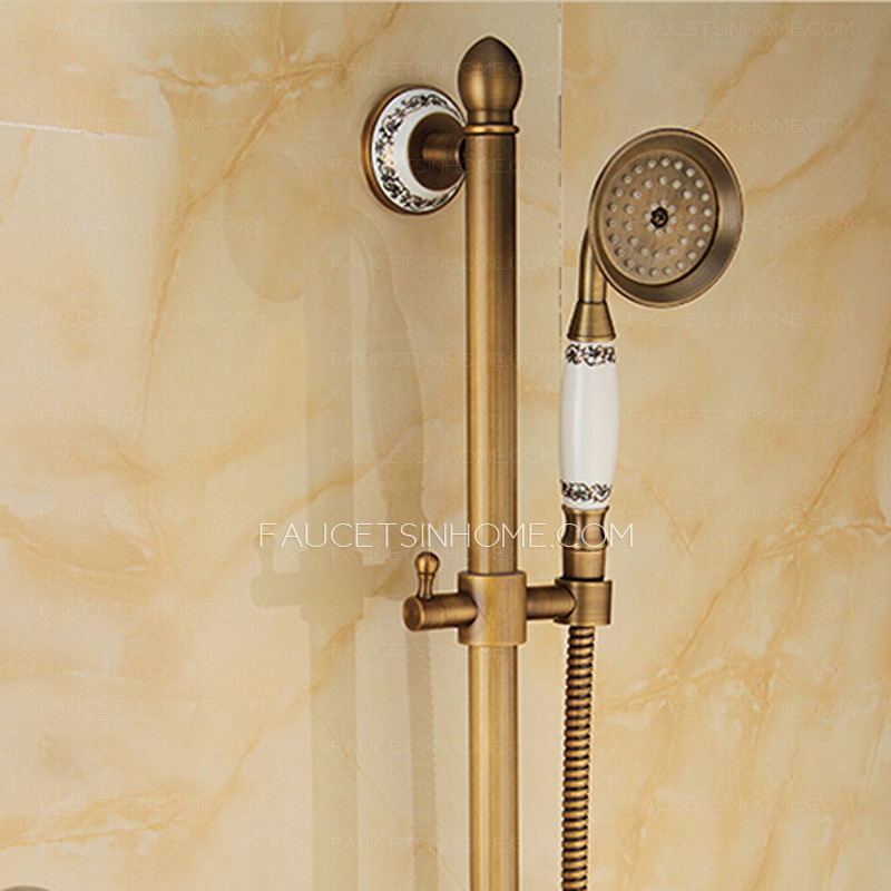 Vintage Brushed Copper Shower Faucet With Faucet Pipe