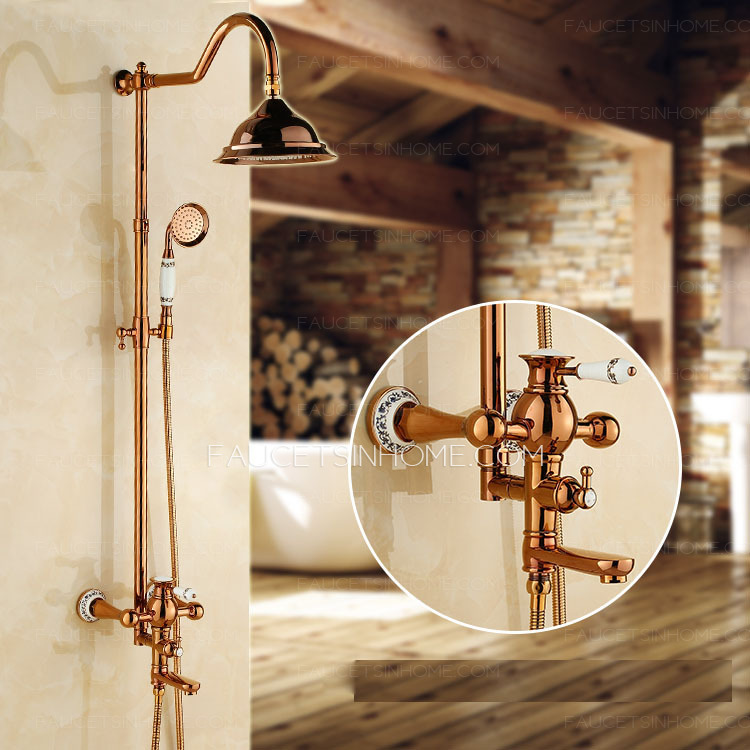 Luxury Two Handle Rose Gold Shower System Bathroom