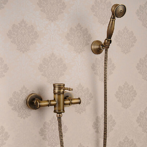 Cheap Bamboo Shaped Antique Copper Shower Faucet System