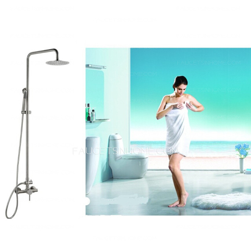 Modern Stainless Steel Brushed Shower Faucet With Top Shower
