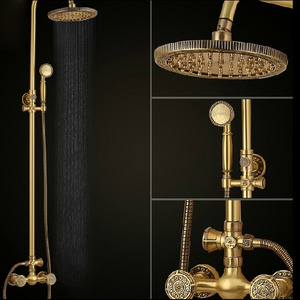 Vintage Gold Copper Shower Faucet Thick Top Shower