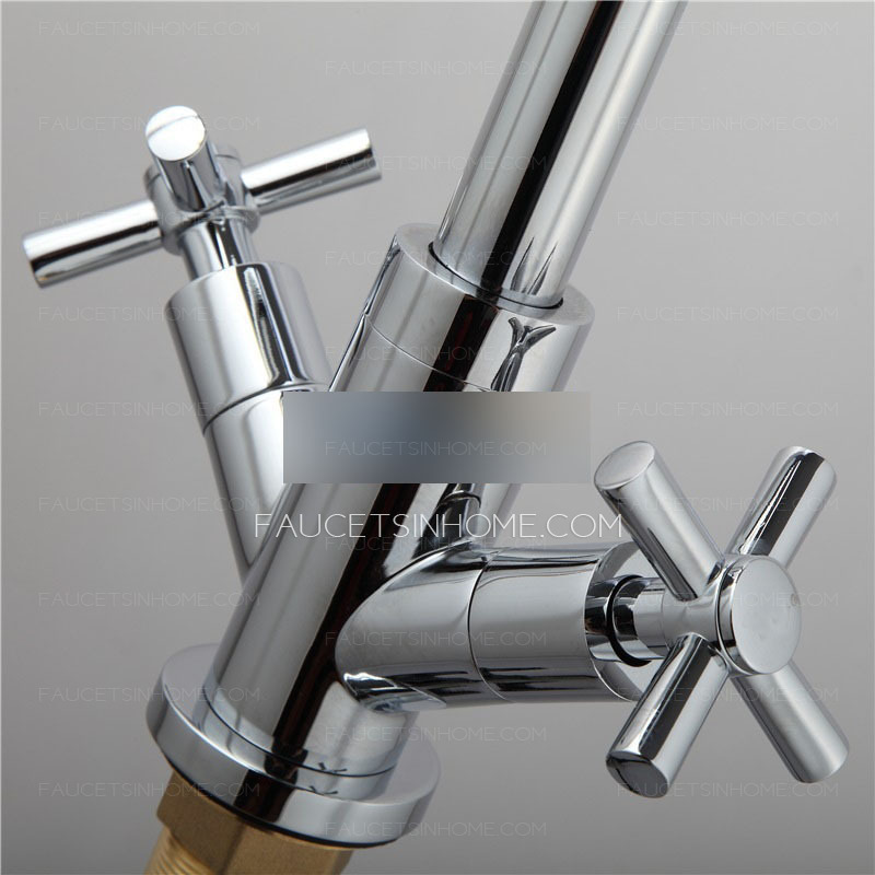 New Arrival Copper Two Cross Handle Kitchen Faucet One Hole