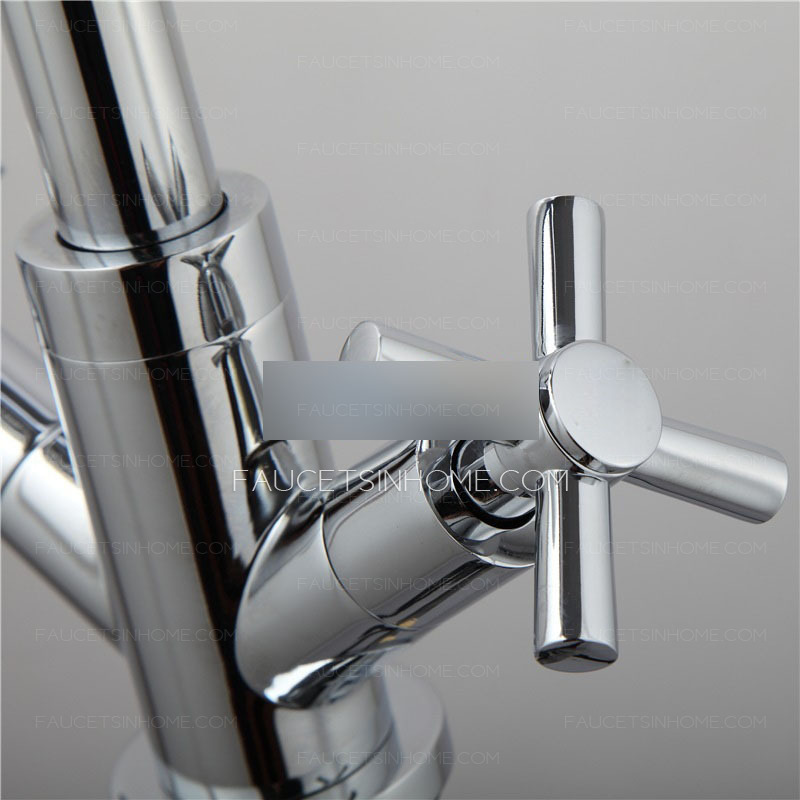 New Arrival Copper Two Cross Handle Kitchen Faucet One Hole