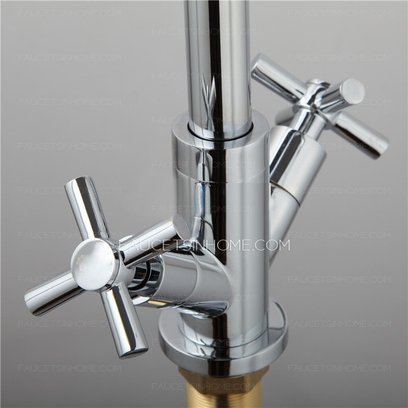 New Arrival Copper Two Cross Handle Kitchen Faucet One Hole