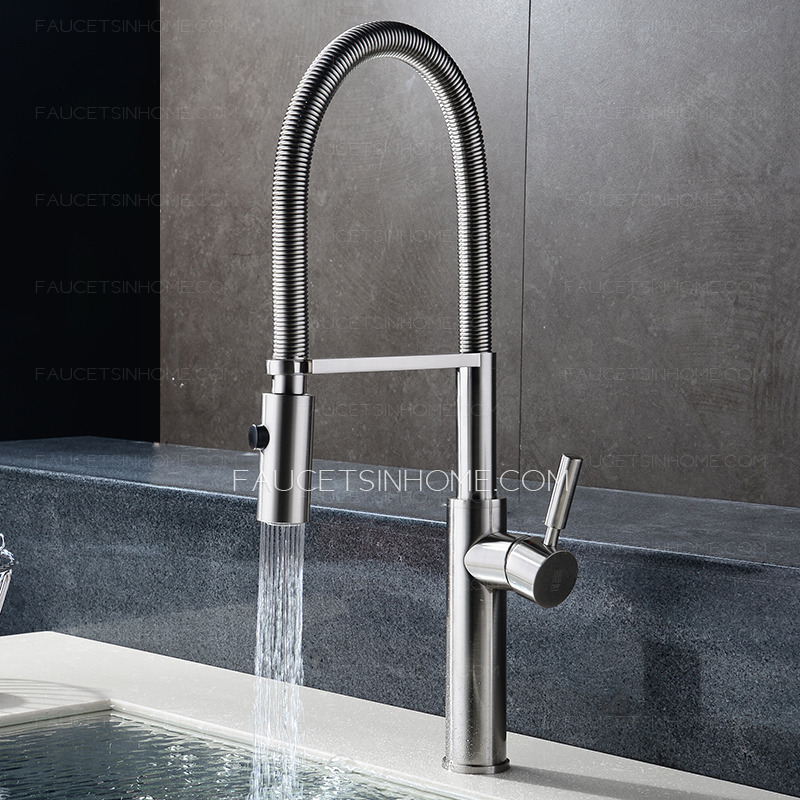 High Quality Copper Pullout Brushed Nickel Kitchen Faucet