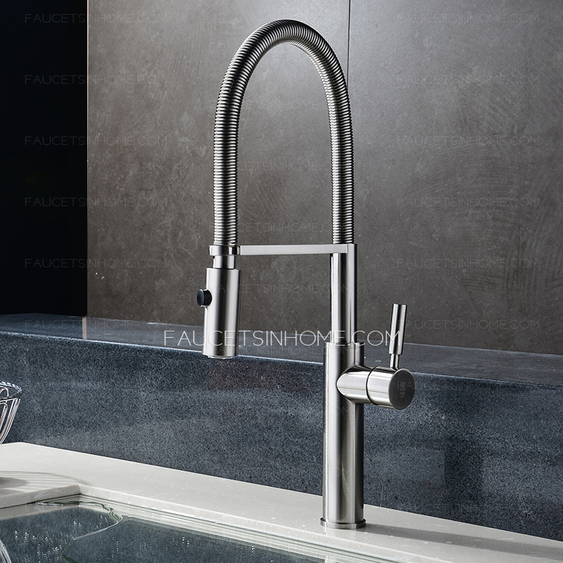 High Quality Copper Pullout Brushed Nickel Kitchen Faucet