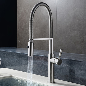High Quality Copper Pullout Brushed Nickel Kitchen Faucet